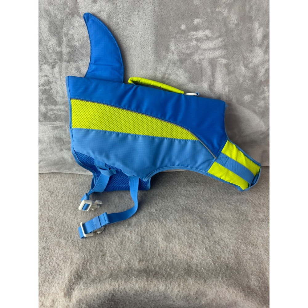 International Pet Supplies Shark Fin Dog Life Jacket Blue Lime Green Large LG